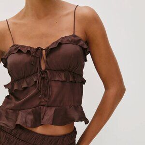 Ortona Ruffle Top ~ Espresso
